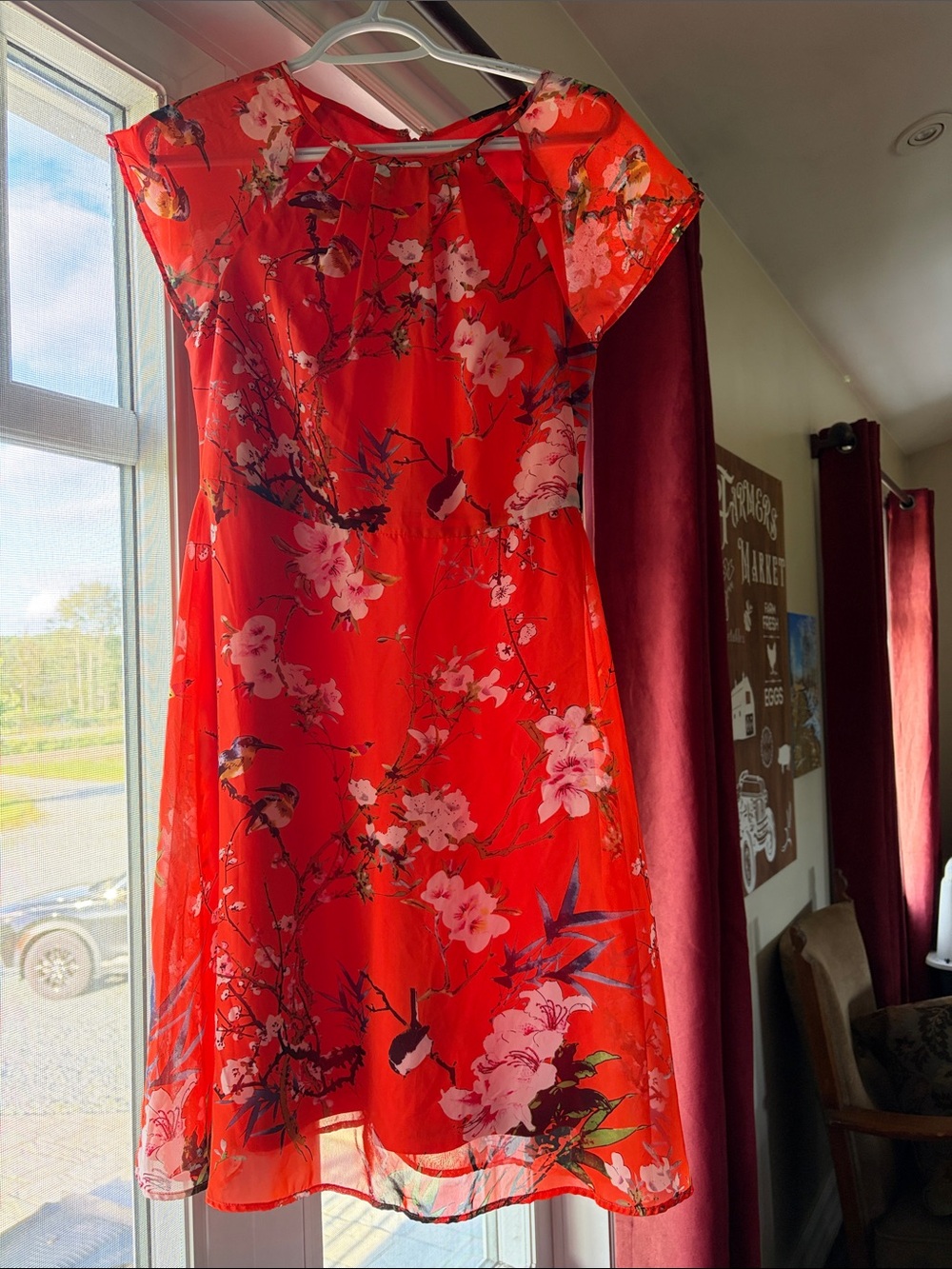 Suzy Shier orange floral dress size medium